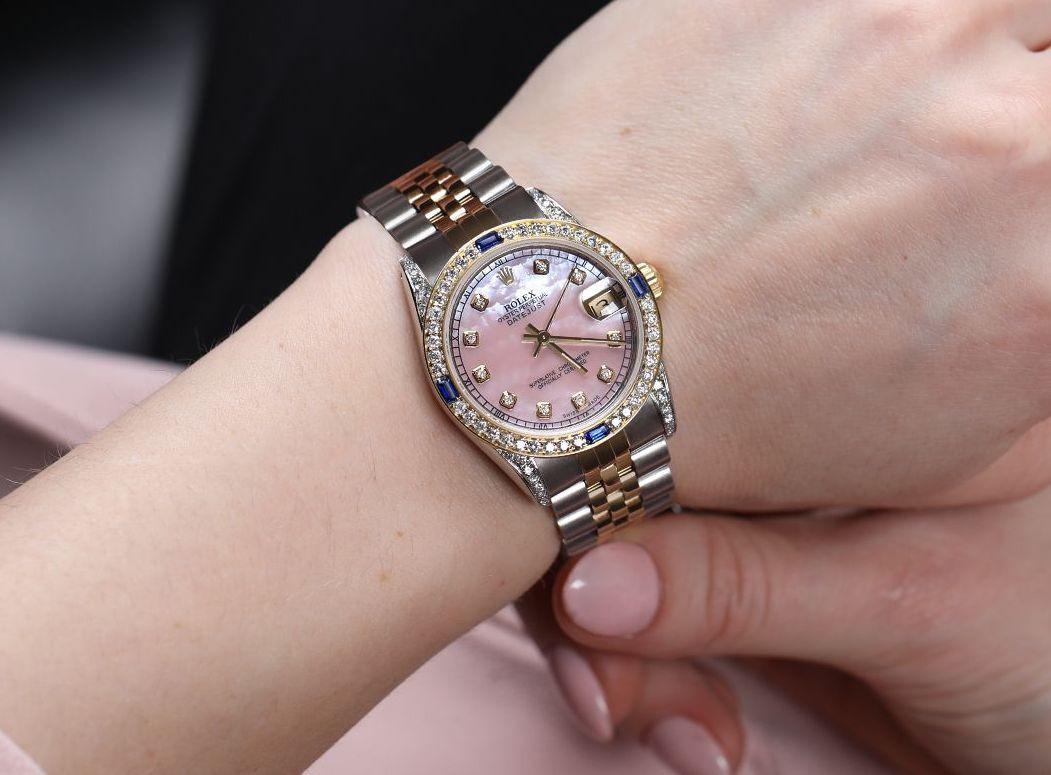 Damen''s Rolex Datejust zweifarbige Jubiläums-Armbanduhr mit Diamant-Akzent 68273 im Angebot 2