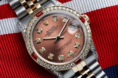 Rolex 31mm Datejust Two Tone Jubilee Salmon Dial Diamond Accent Watch 68273
