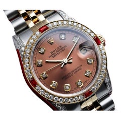 Rolex 31mm Datejust Two Tone Jubilee Salmon Dial Diamond Accent Watch 68273