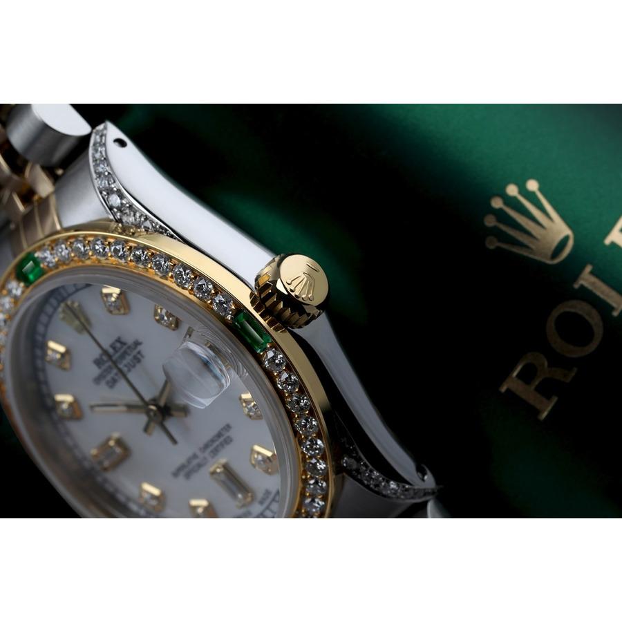 Damen''s Rolex Datejust zweifarbige Jubiläums-Uhr aus weißem Perlmutt 68273 (Rundschliff) im Angebot