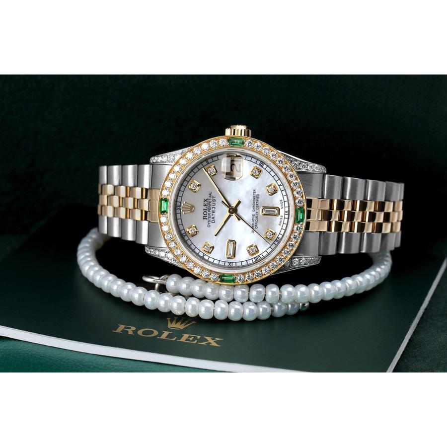 Damen''s Rolex Datejust zweifarbige Jubiläums-Uhr aus weißem Perlmutt 68273 im Zustand „Hervorragend“ im Angebot in New York, NY