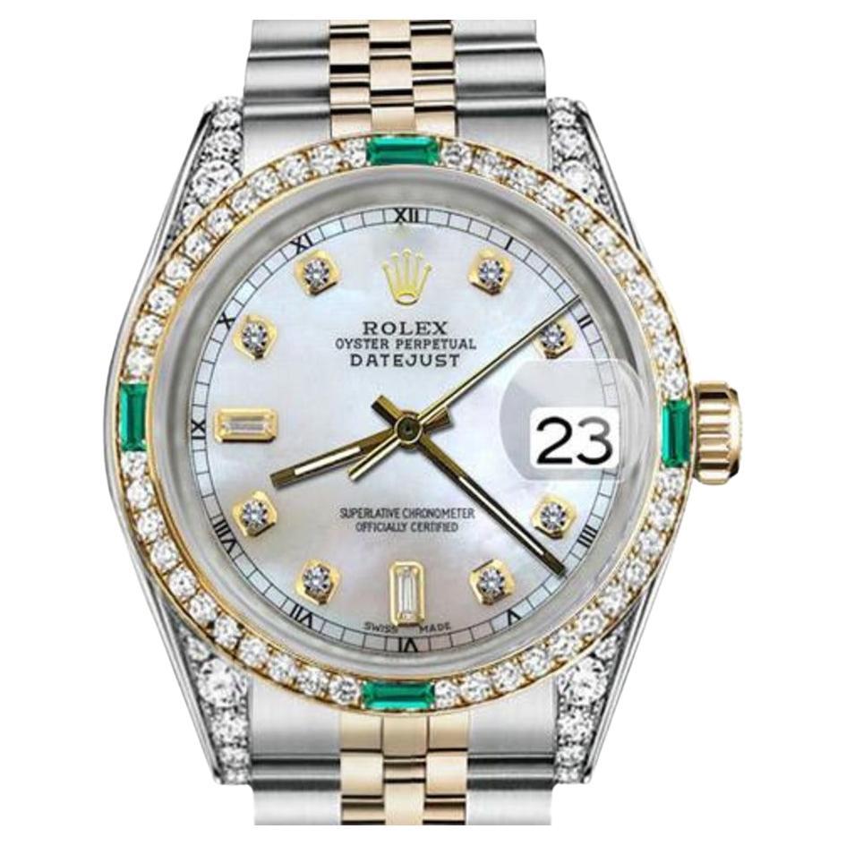 Damen''s Rolex Datejust zweifarbige Jubiläums-Uhr aus weißem Perlmutt 68273 im Angebot