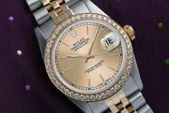 Women's Rolex Datejust with Diamond Bezel & Champagne Dial Two Tone Watch