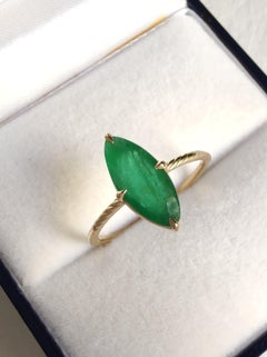 Damen Solitär-Smaragdring aus massivem 18 Karat Gold, Weihnachtsgeschenk Verlobungsring