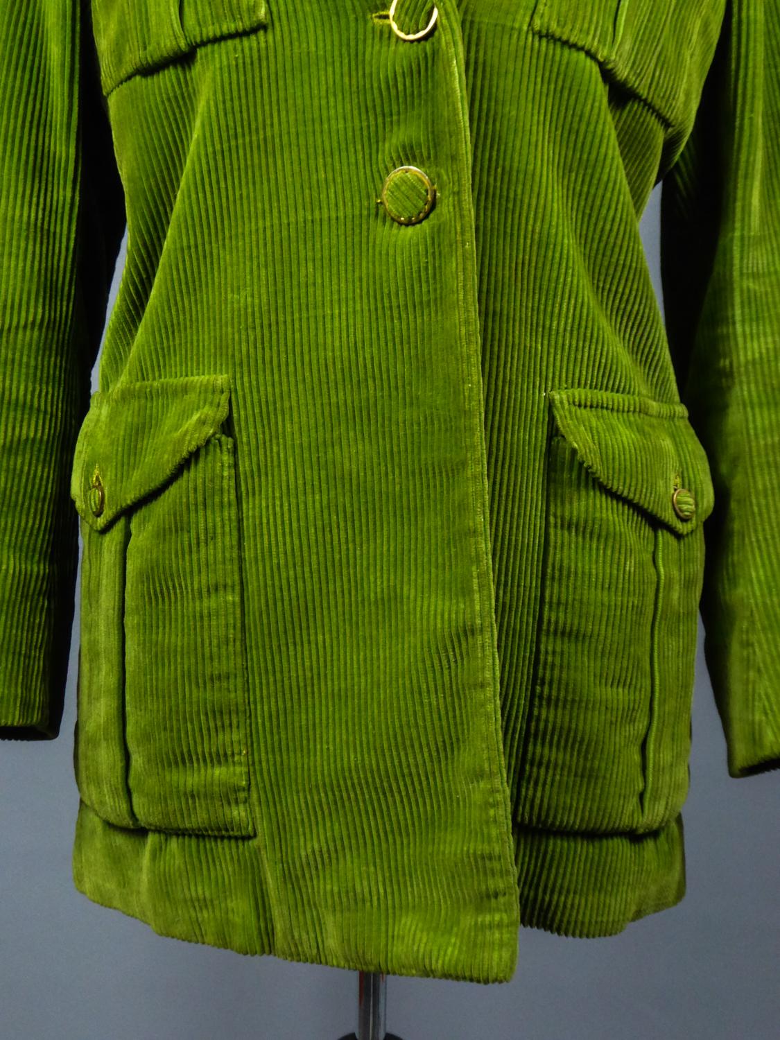 Sport-Samt für Damen  Französische Couture-Jacke-Jeanne Lanvin Sommerkollektion 1947 (Grün) im Angebot