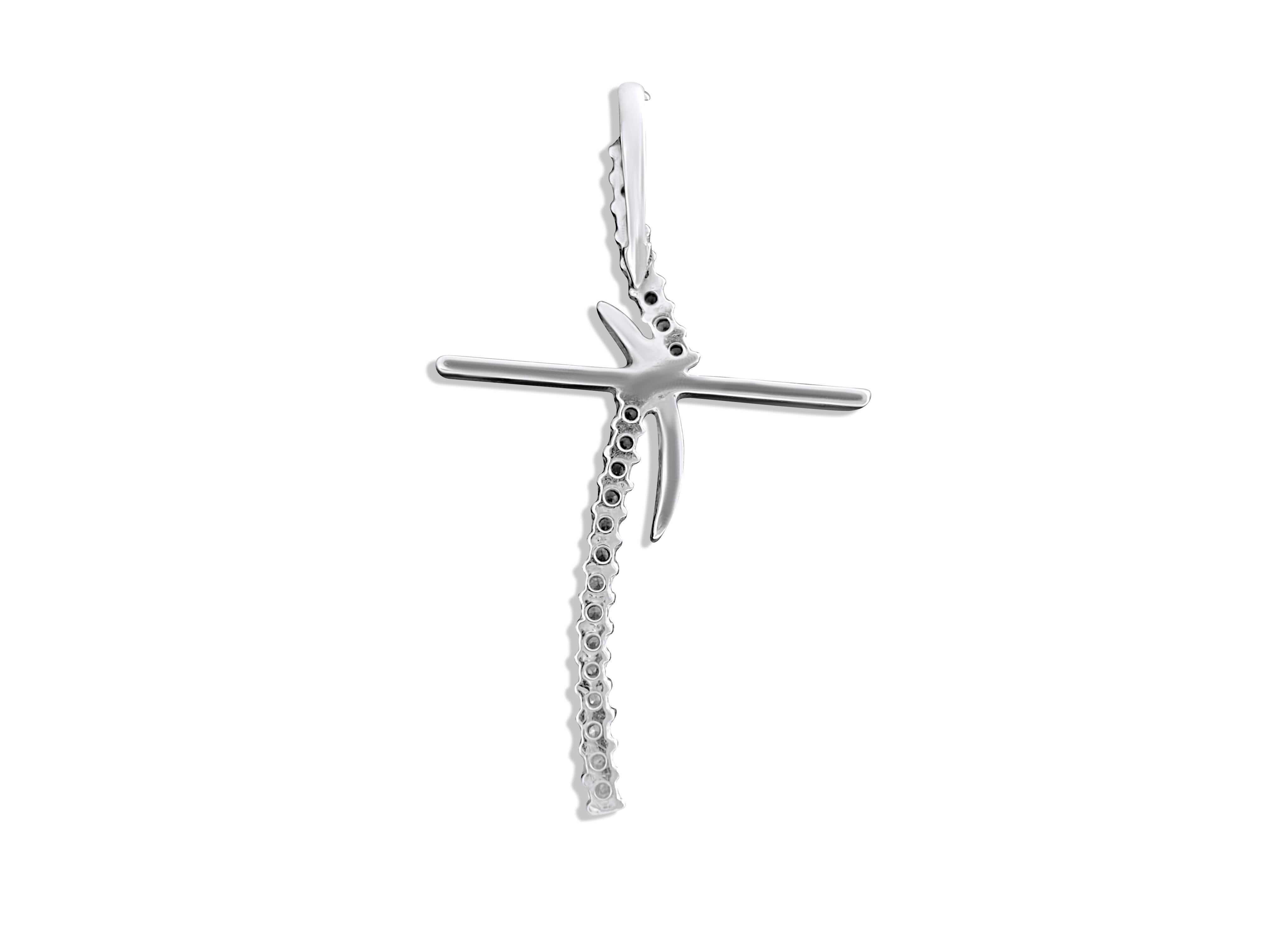 Women's Two-Tone Diamond Cross 0.80 Carat Diamond Religious Cross For Sale 1