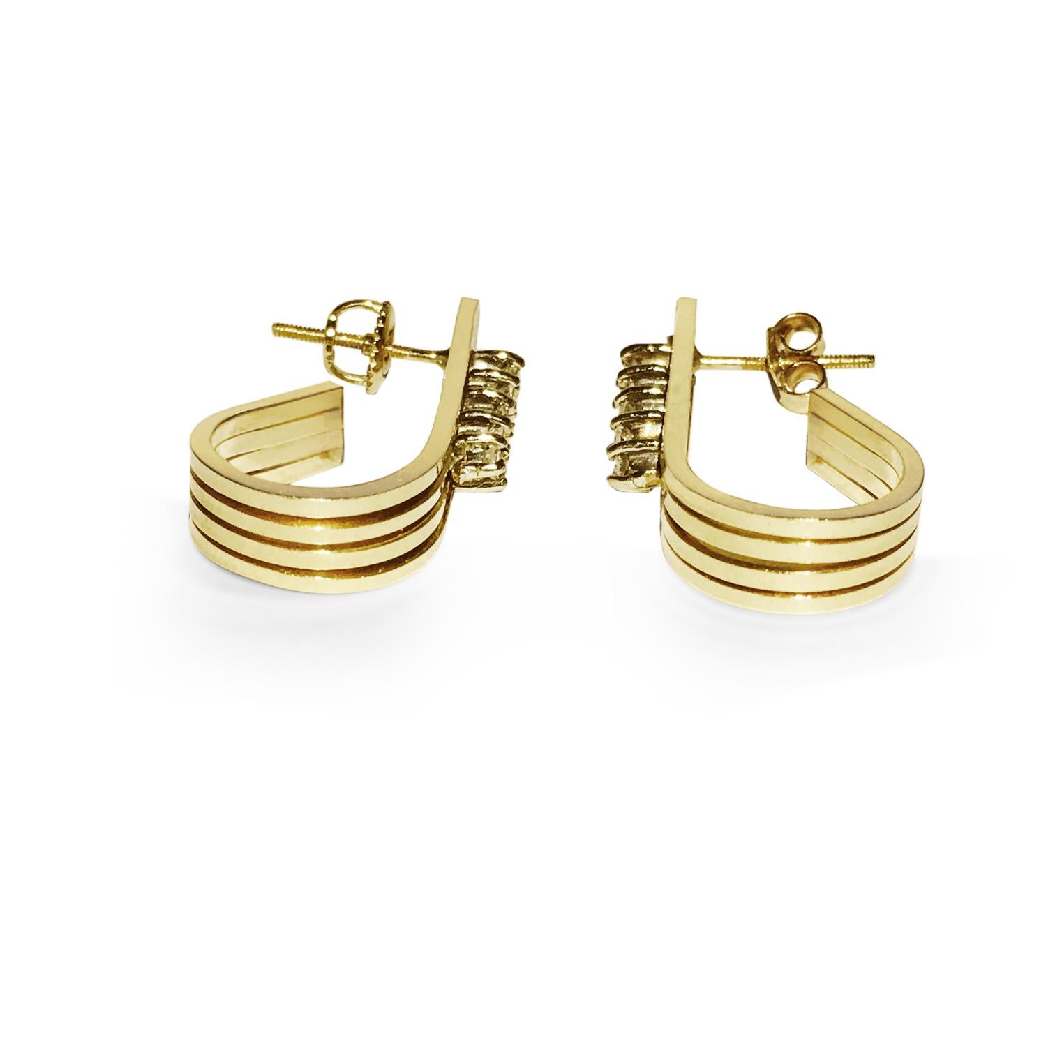 Damen Vintage 14K Gold und VVS Diamant-Ohrringe (Mittelalterlich) im Angebot