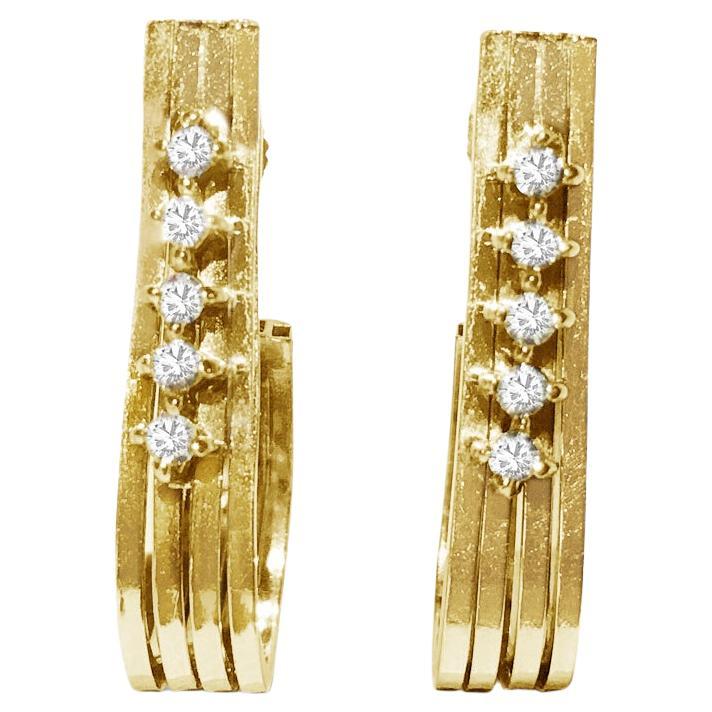 Damen Vintage 14K Gold und VVS Diamant-Ohrringe im Angebot