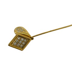 Womens, Vintage 14K Yellow Gold & Diamond Pin