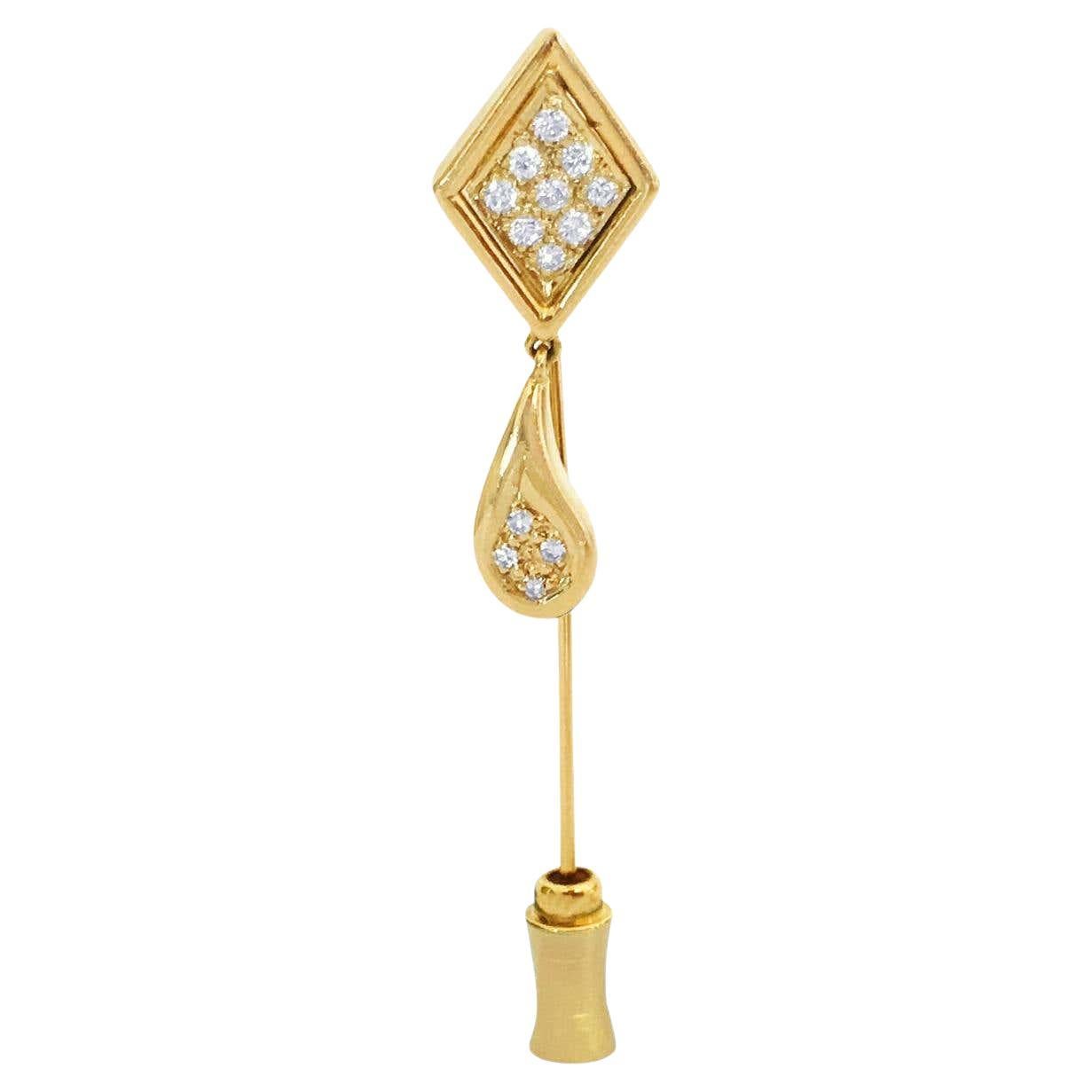 Épingle vintage en or jaune 14 carats et diamants pour femmes