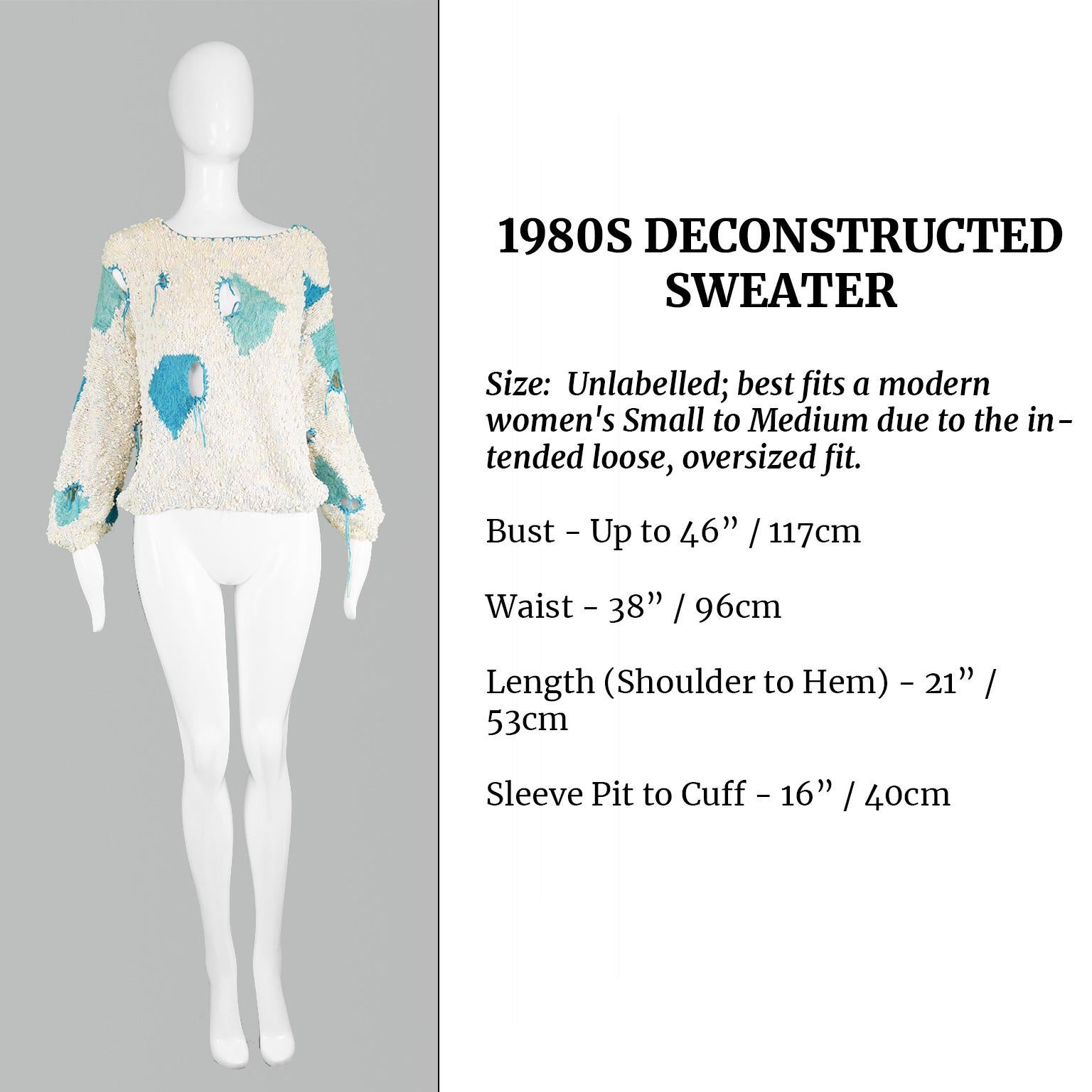 Women's Vintage Deconstructed Bouclé Knit Punk Couture Style Sweater, 1980s 5