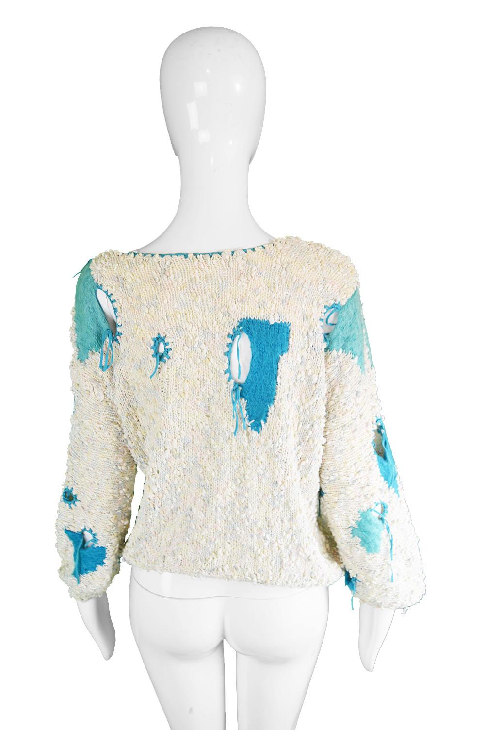 Women's Vintage Deconstructed Bouclé Knit Punk Couture Style Sweater, 1980s 4