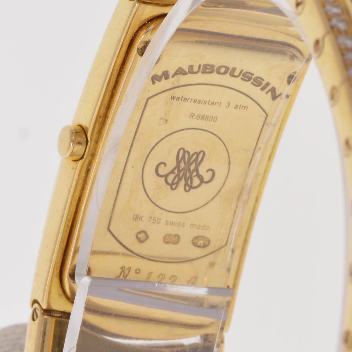 Women's Vintage Mauboussin, Lady M Maxi Diamond, Ruby, 18 Karat Gold Watch In Excellent Condition In Daytona Beach, FL