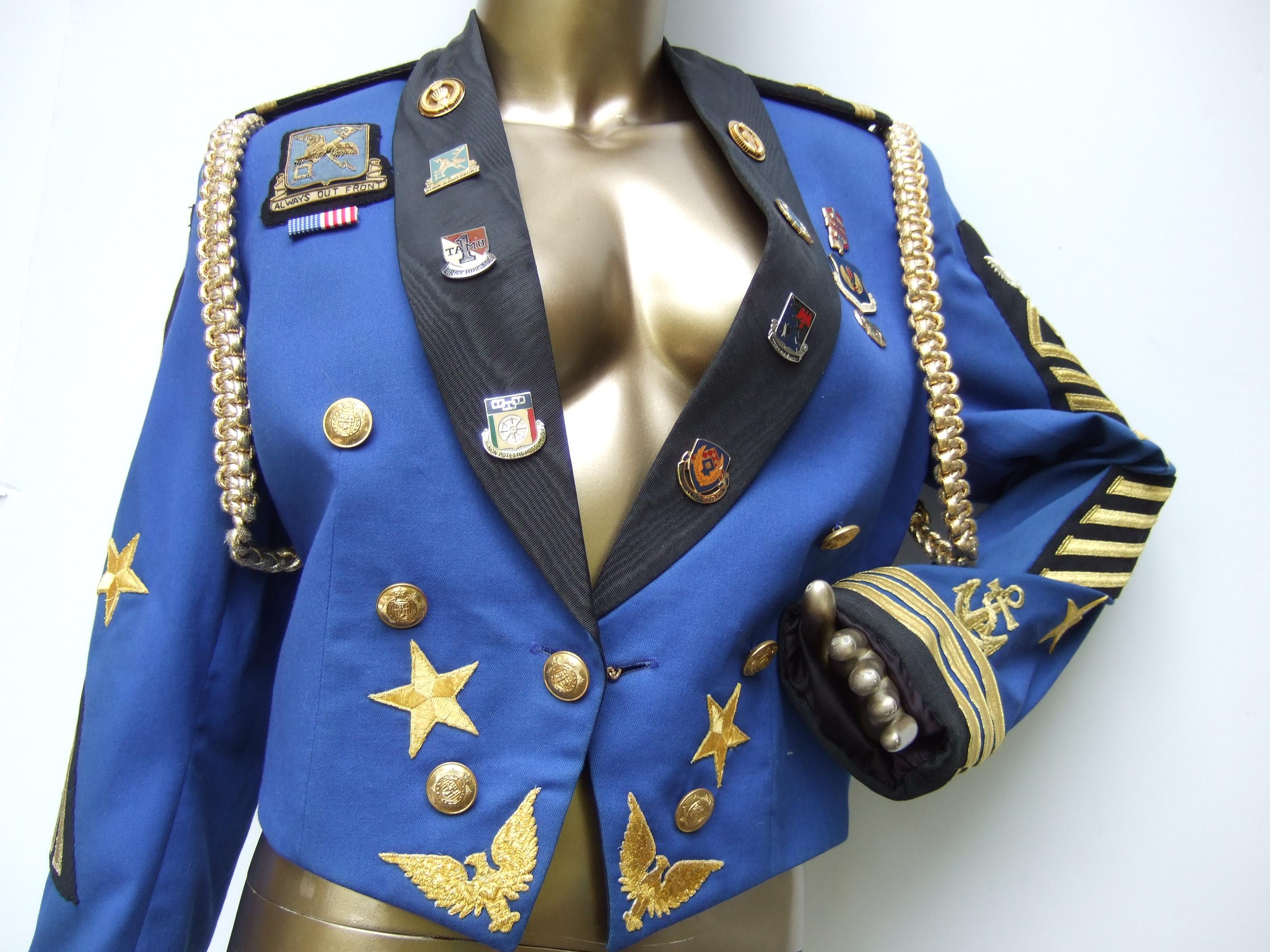 Women's Vintage Military Inspired Cropped Medallion Jacket Beverly Hills c 1980s For Sale 5