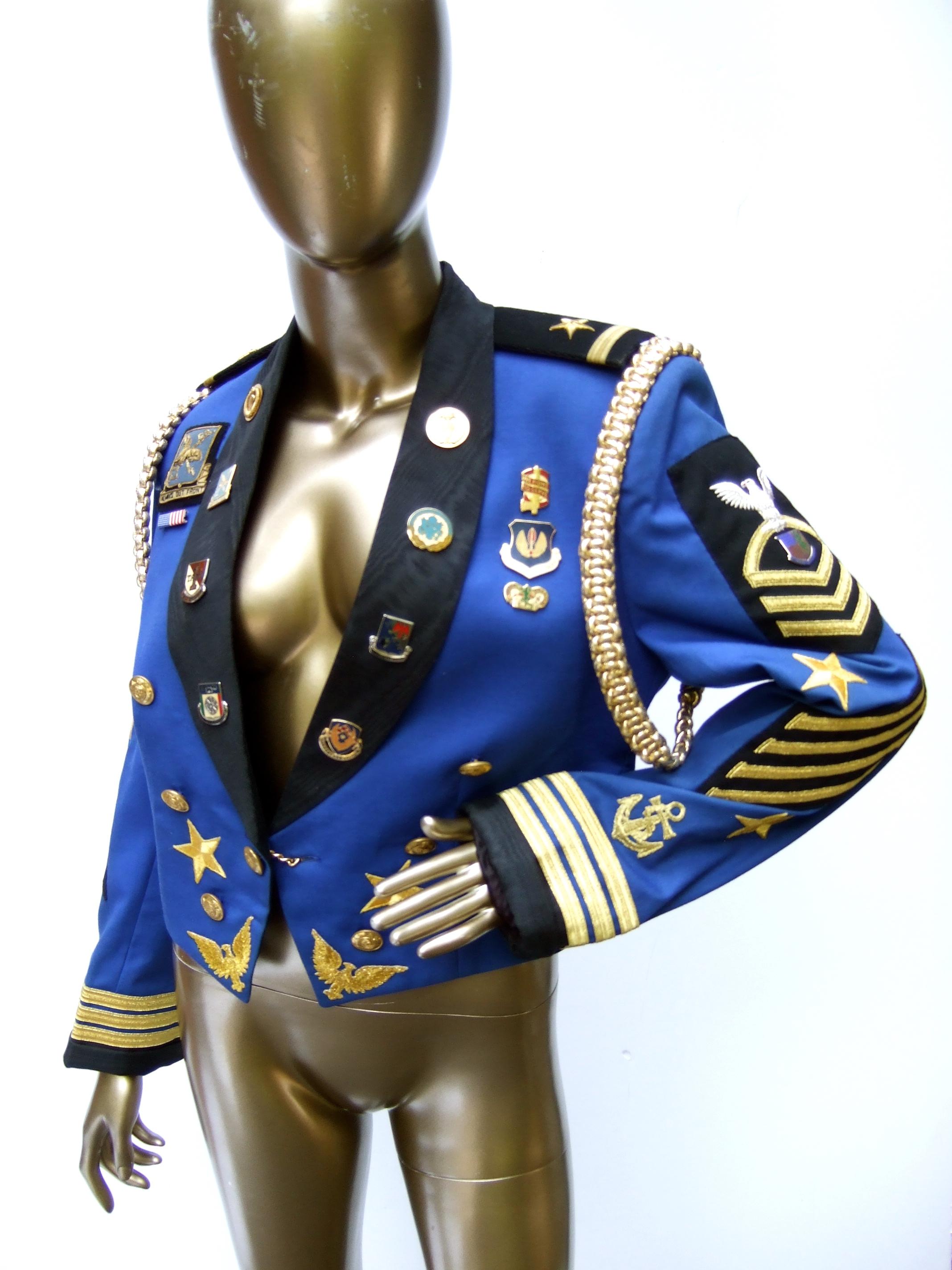 Women's Vintage Military Inspired Cropped Medallion Jacket Beverly Hills c 1980s For Sale 9