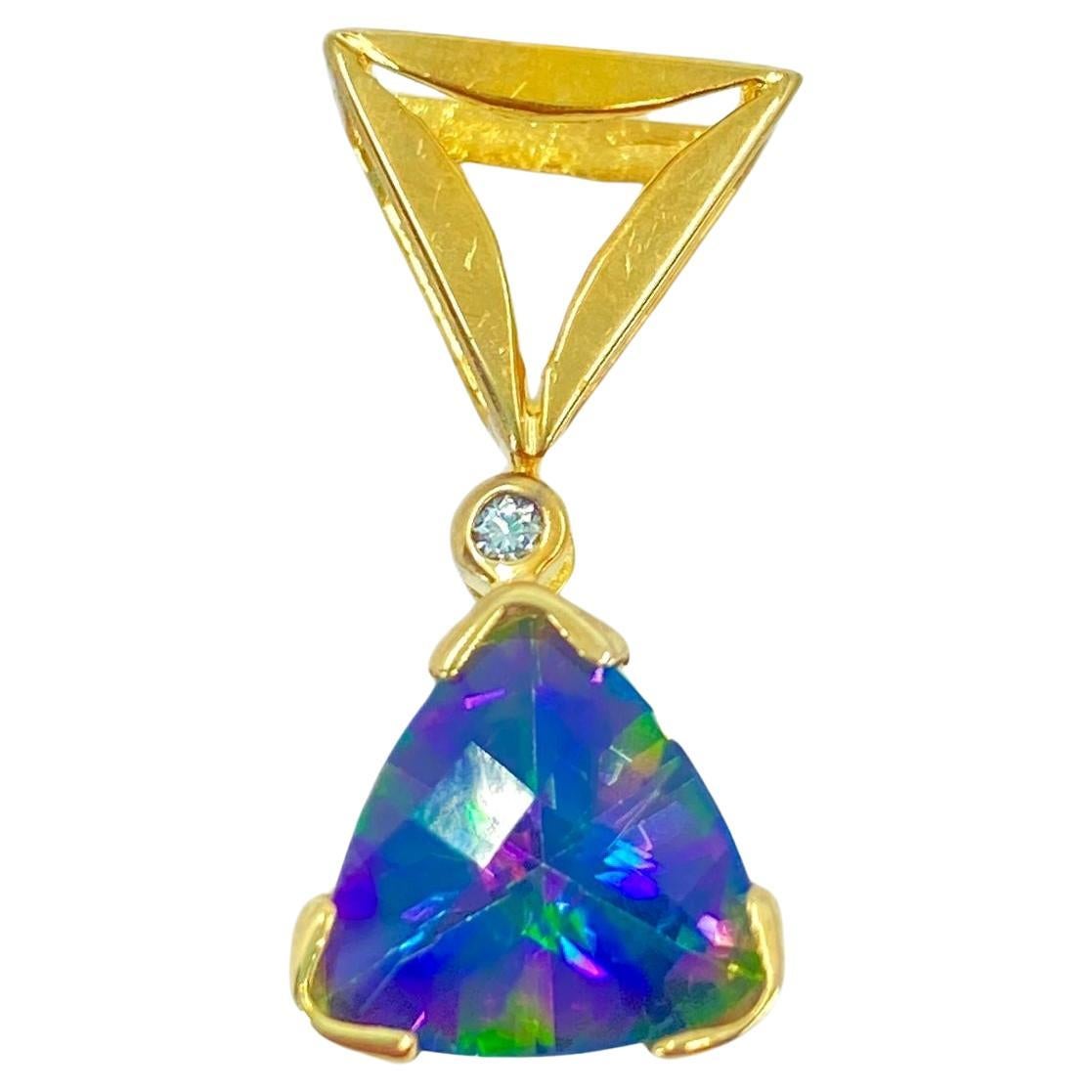 Damen Vintage Topas und Diamant-Gold-Anhänger für Damen