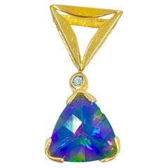 Womens Vintage Topaz and Diamond Gold Pendant