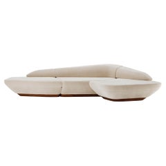 Wonatti Lozere Sofa, Walnut Wood Footer, Cream color Velvet