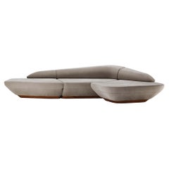 Wonatti Lozere Sofa, Walnut Wood Footer, Grey color Velvet