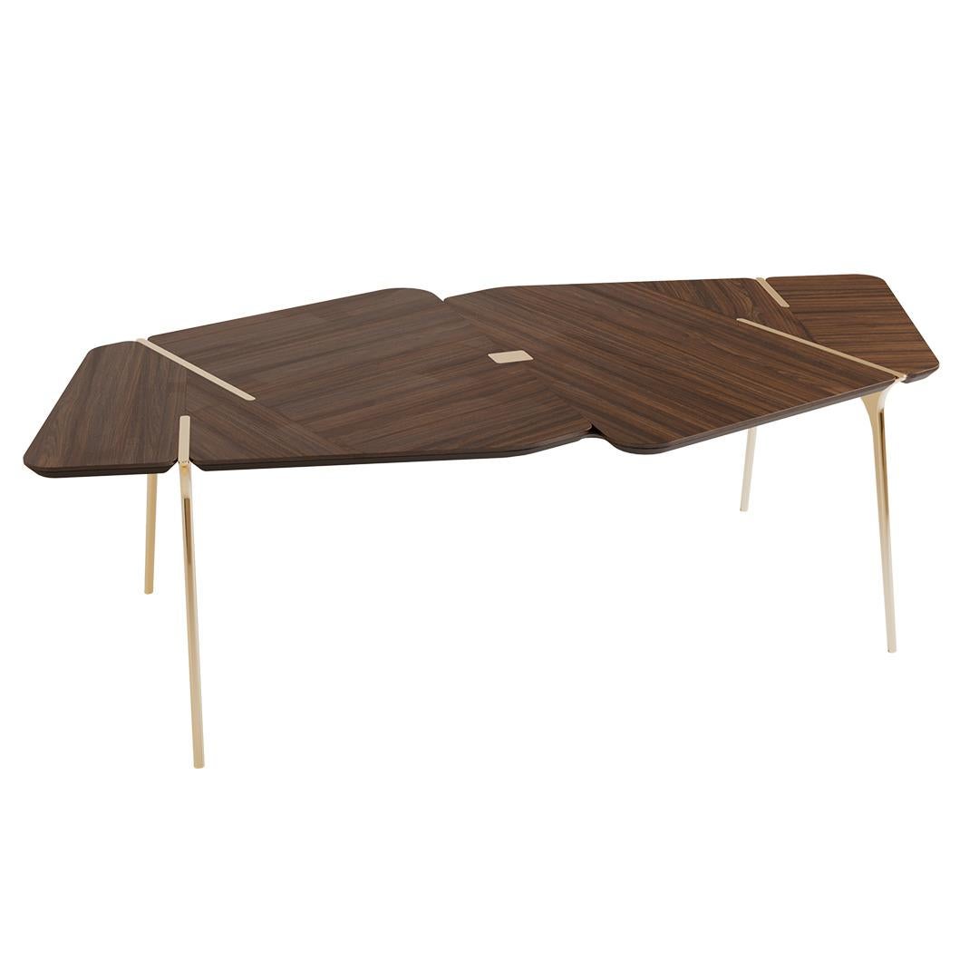 Hand-Crafted Wonatti Stavanger Dining Table, Walnut Wood Dining Table, Steel Dining Table For Sale
