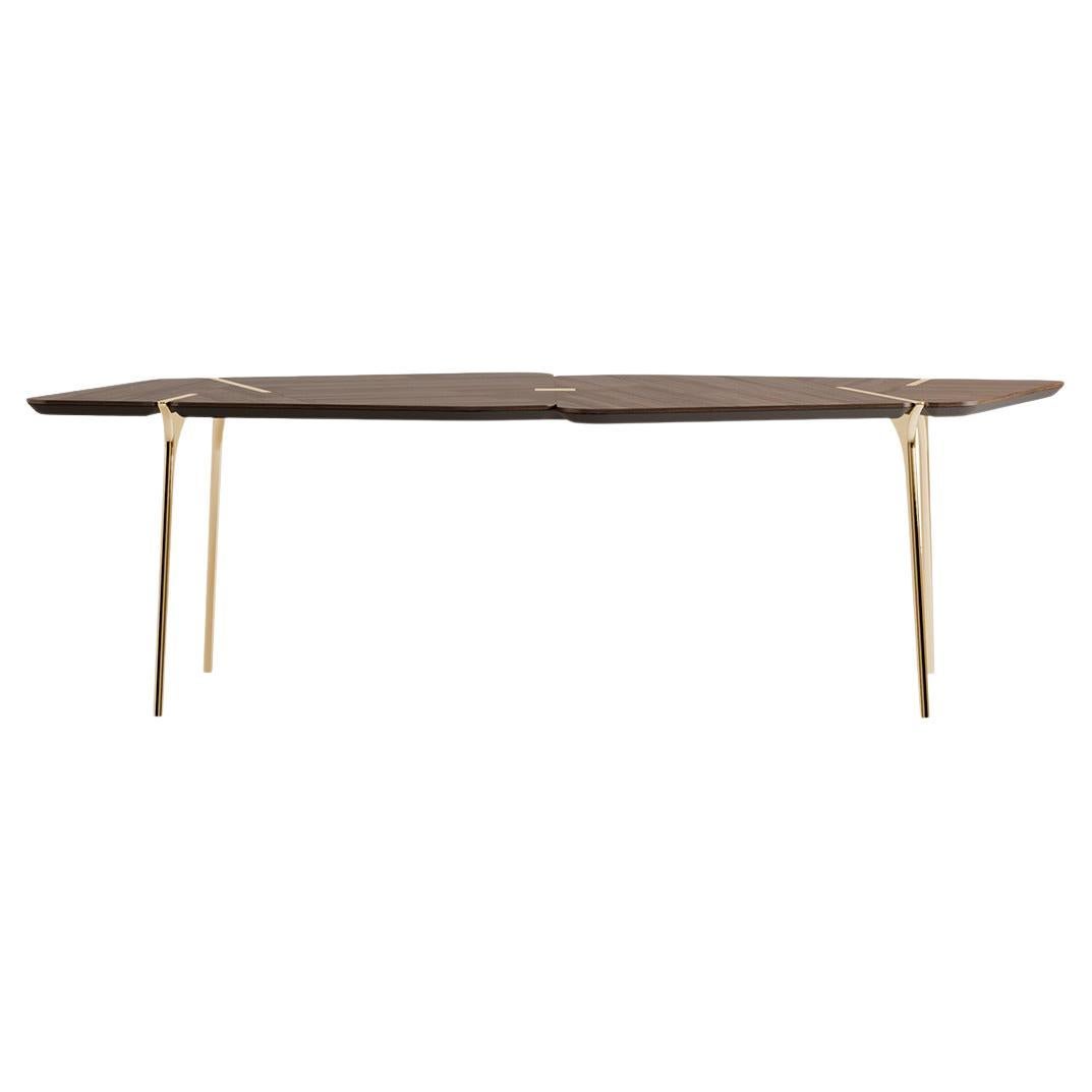 Wonatti Stavanger Dining Table, Walnut Wood Dining Table, Steel Dining Table