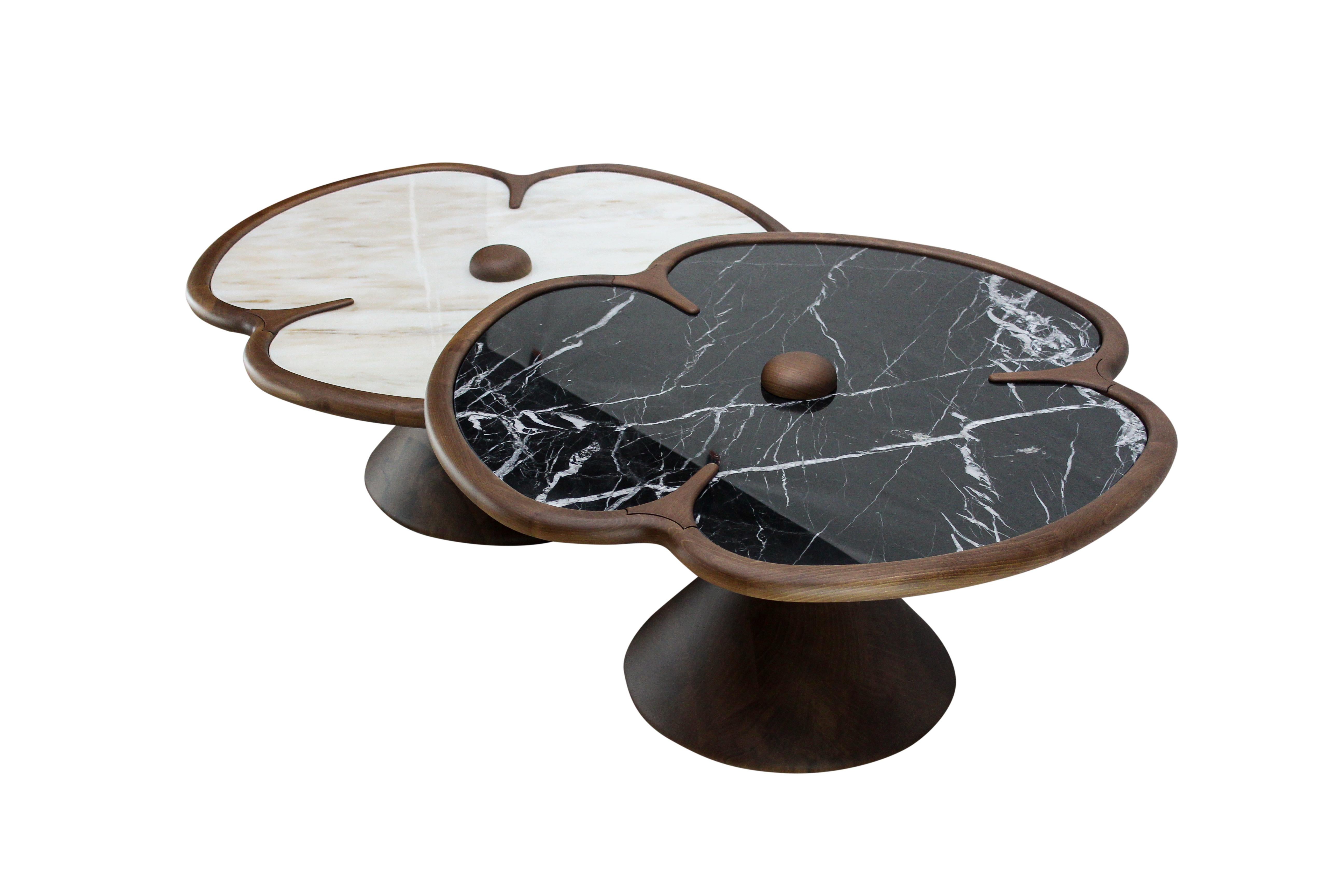 A true statement of luxury
Combining the finest and ancient craftsmanship with luxurious levels of design, quality, and comfort. 

Tallaght Coffee Table, Modern Collection, Solid Walnut Wood, Portuguese Estremoz White Marble polished, Nero Marquina