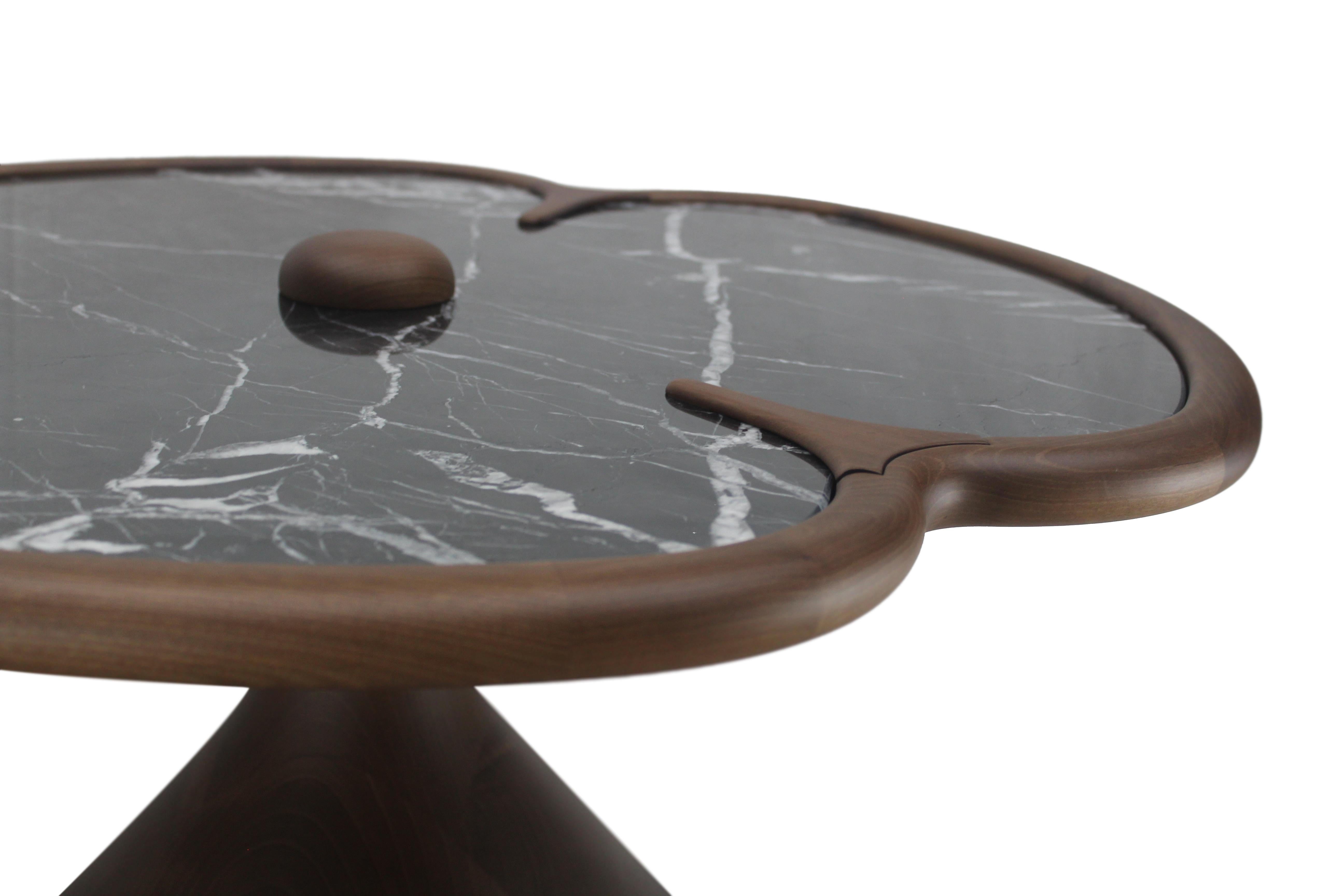 Hand-Crafted Wonatti Tallaght Coffee Table, Walnut Wood Coffee Table, Marble Coffee Table For Sale