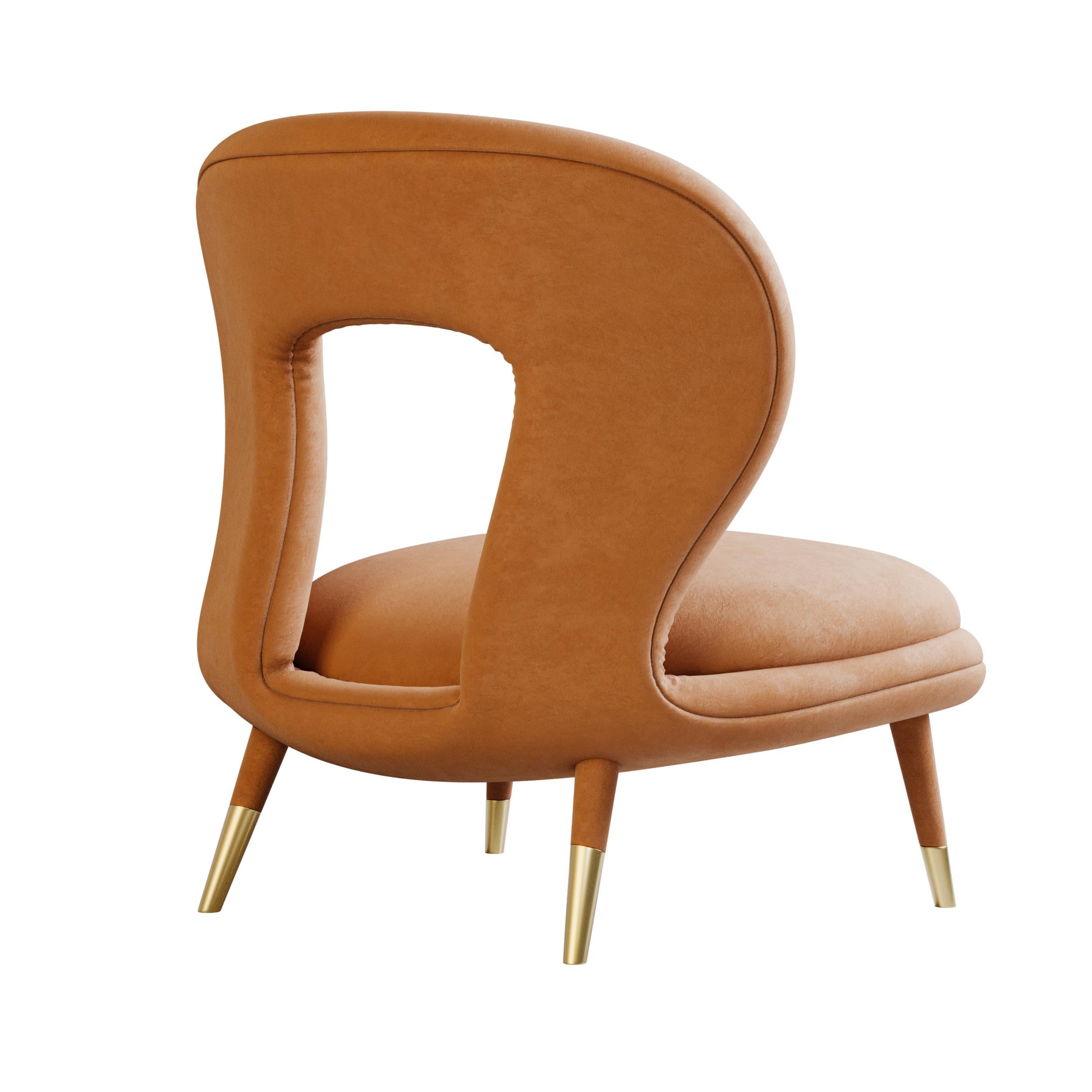 Modern Wonatti Tristan Armchair, Orange Velvet Armchair For Sale