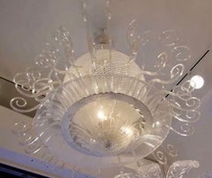 Wondeful Large Mid Century Modern Seguso Italian Swirl Art Glass Chandelier