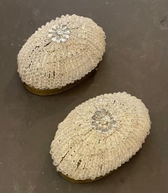 Wondeful Pair Sherle Wagner Oval Crystal Bead Basket Sconces Flush Fixtures