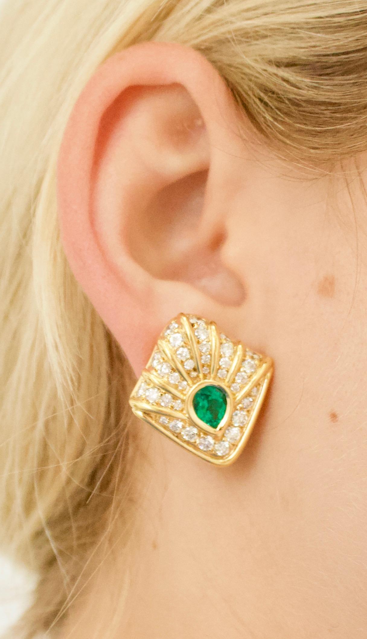 Experience the epitome of elegance with our Radiant Emerald and Diamond Earrings, meticulously crafted in luxurious 18k yellow gold. These exquisite earrings exude sophistication and grace, making them a captivating addition to any jewelry