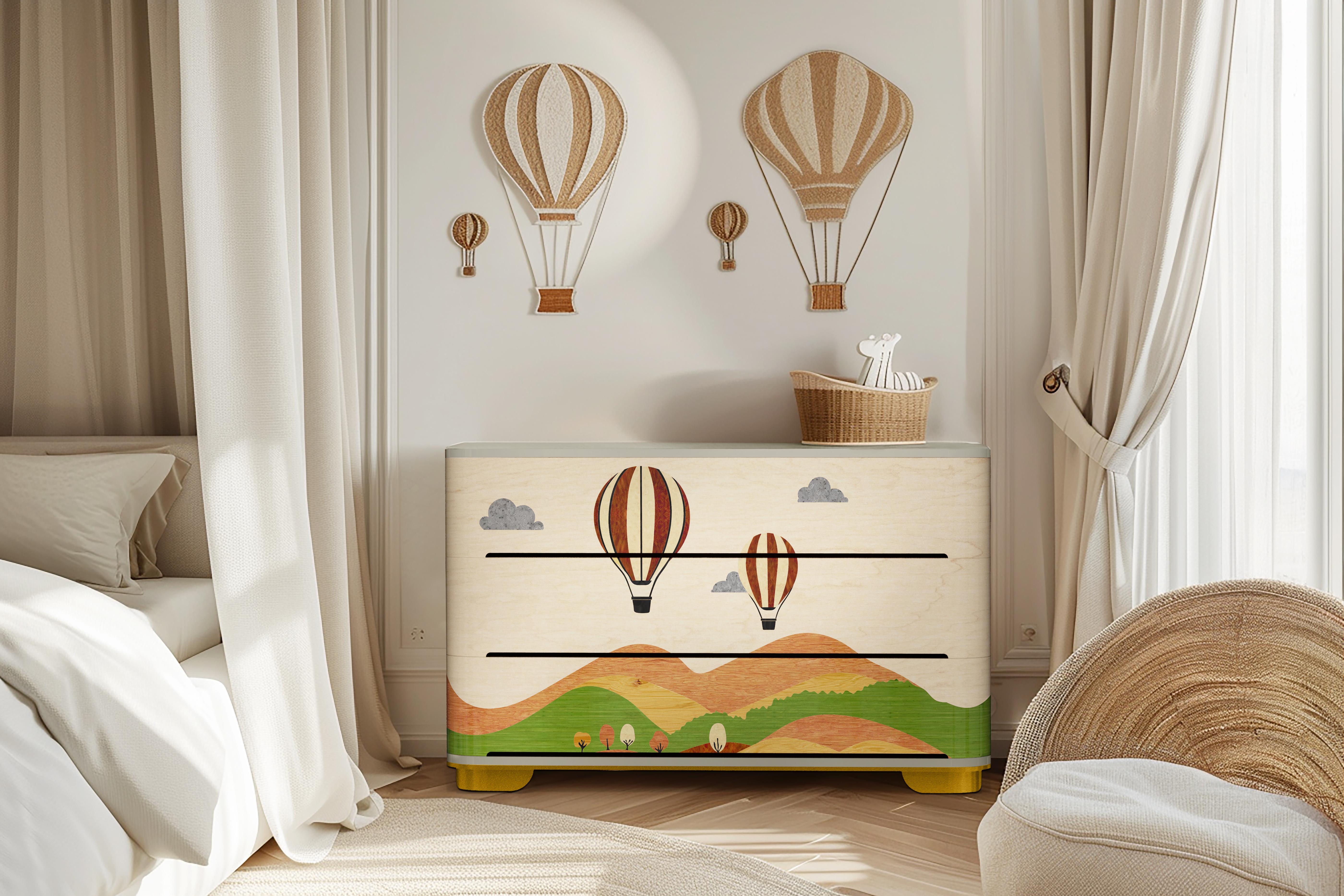 Marqueterie Comò Wonder di MAGILORE - Comò intarsiato per bambini in vendita