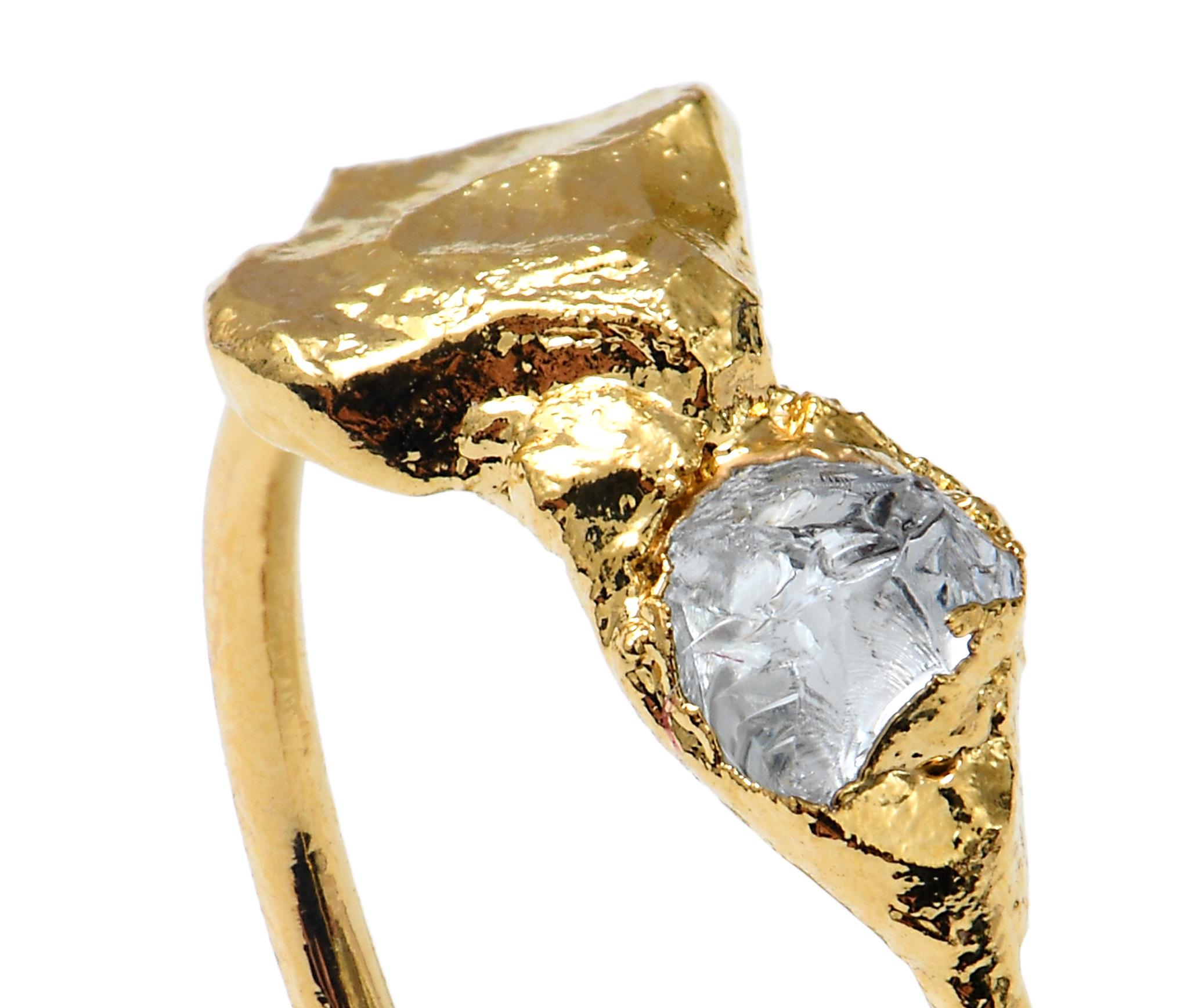 Francese Anello Wonder Sapiens 1 scolpito a mano in bronzo placcato oro 24k di Marion Fillancq in vendita