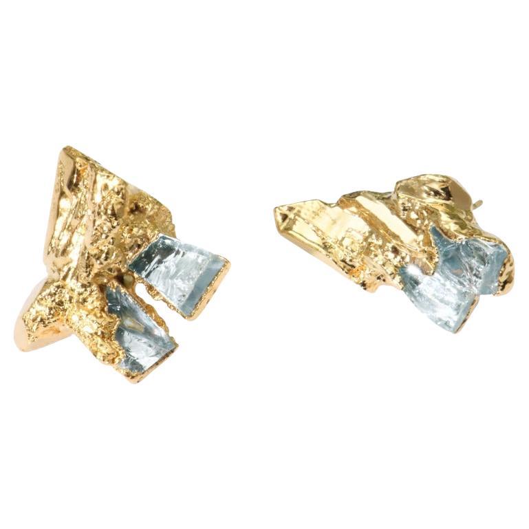 Wonder Sapiens 1 Pair Of Earrings in 24K Gold-Plated Bronze by Marion Fillancq en vente