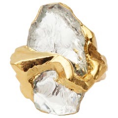 Anello Wonder Sapiens 13 scolpito a mano, bronzo placcato oro 24K di Marion Fillancq