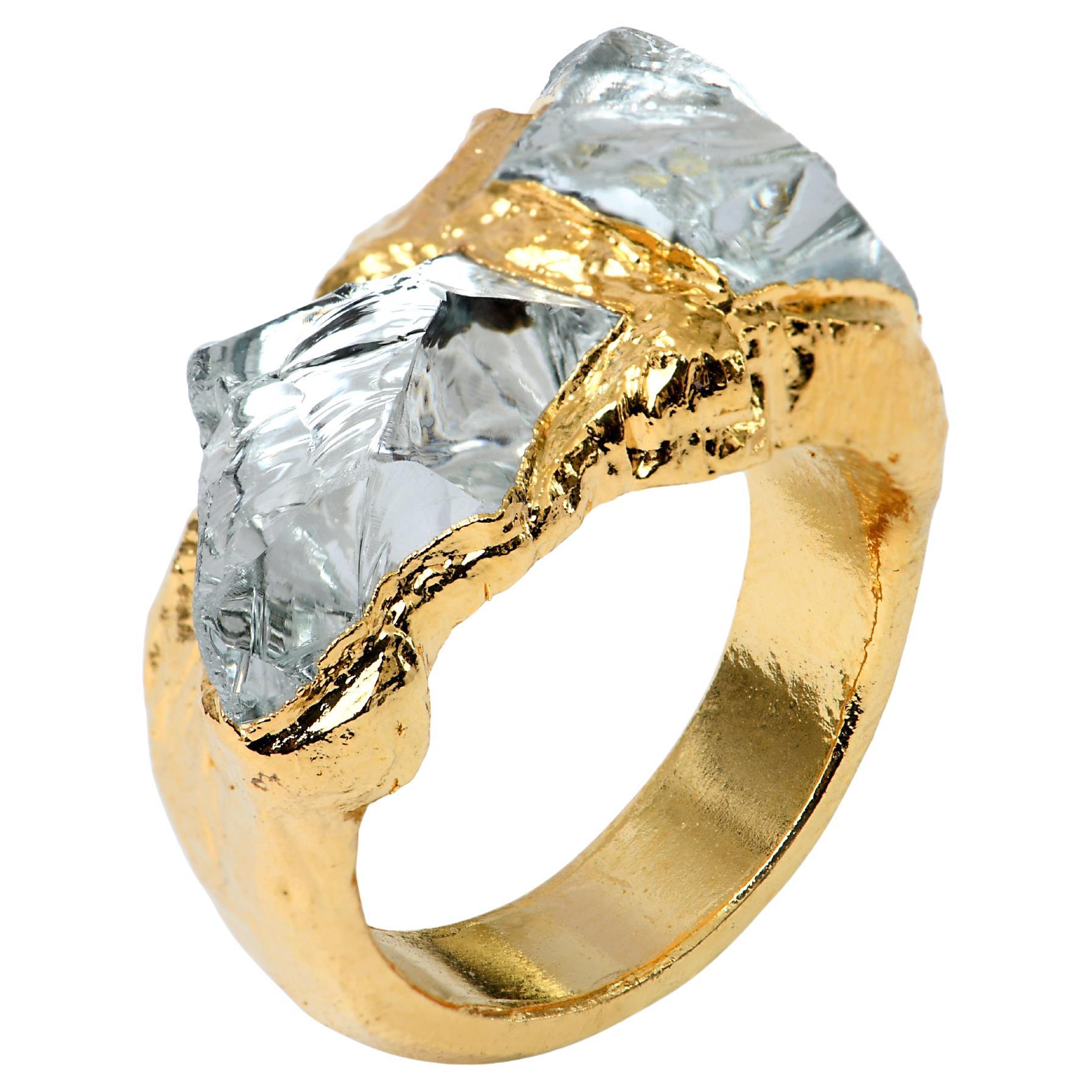 Wonder Sapiens 13 Bague sculptée à la main, bronze plaqué or 24K par Marion Fillancq