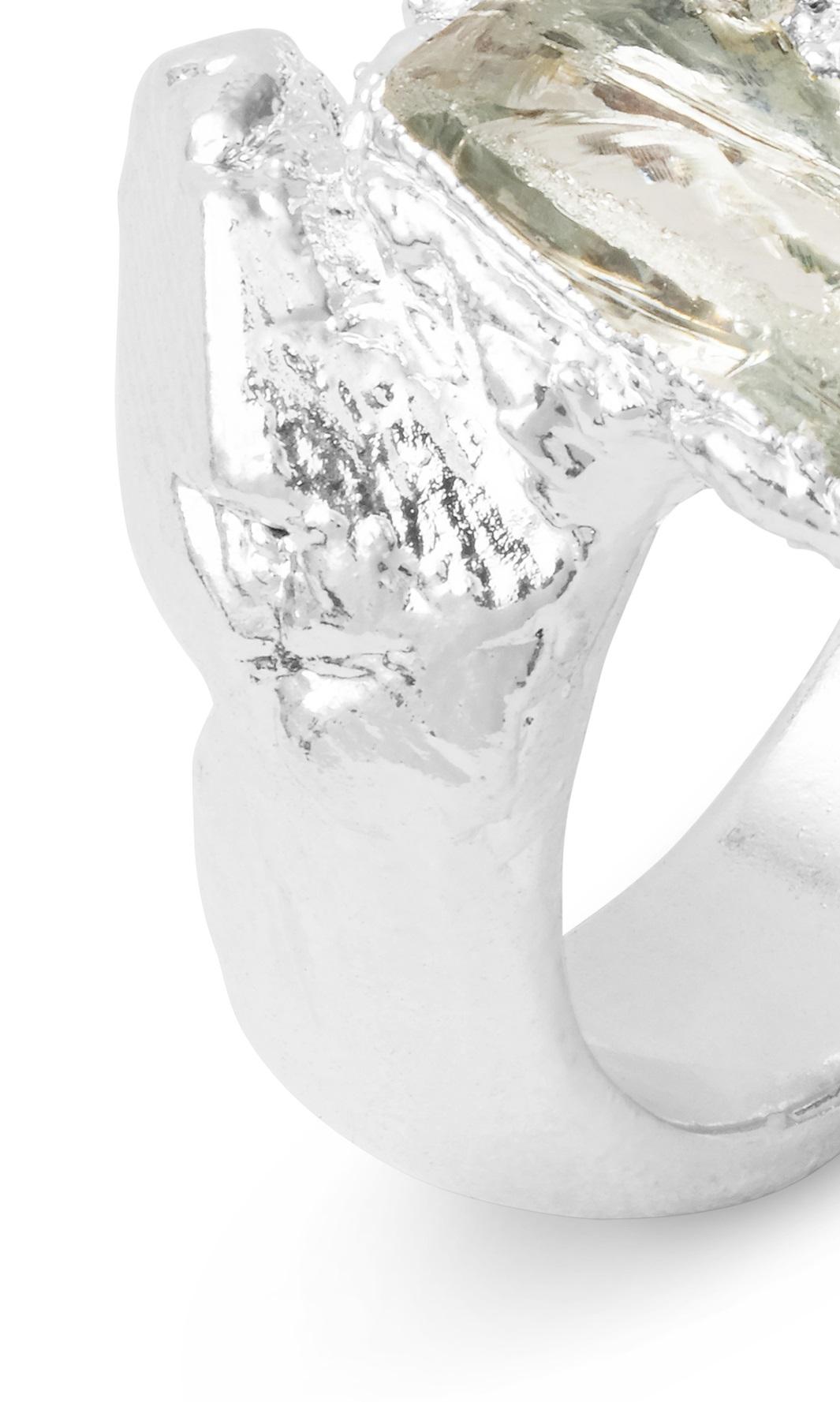 Francese Anello Wonder Sapiens 14 scolpito a mano in bronzo placcato argento di Marion Fillancq in vendita