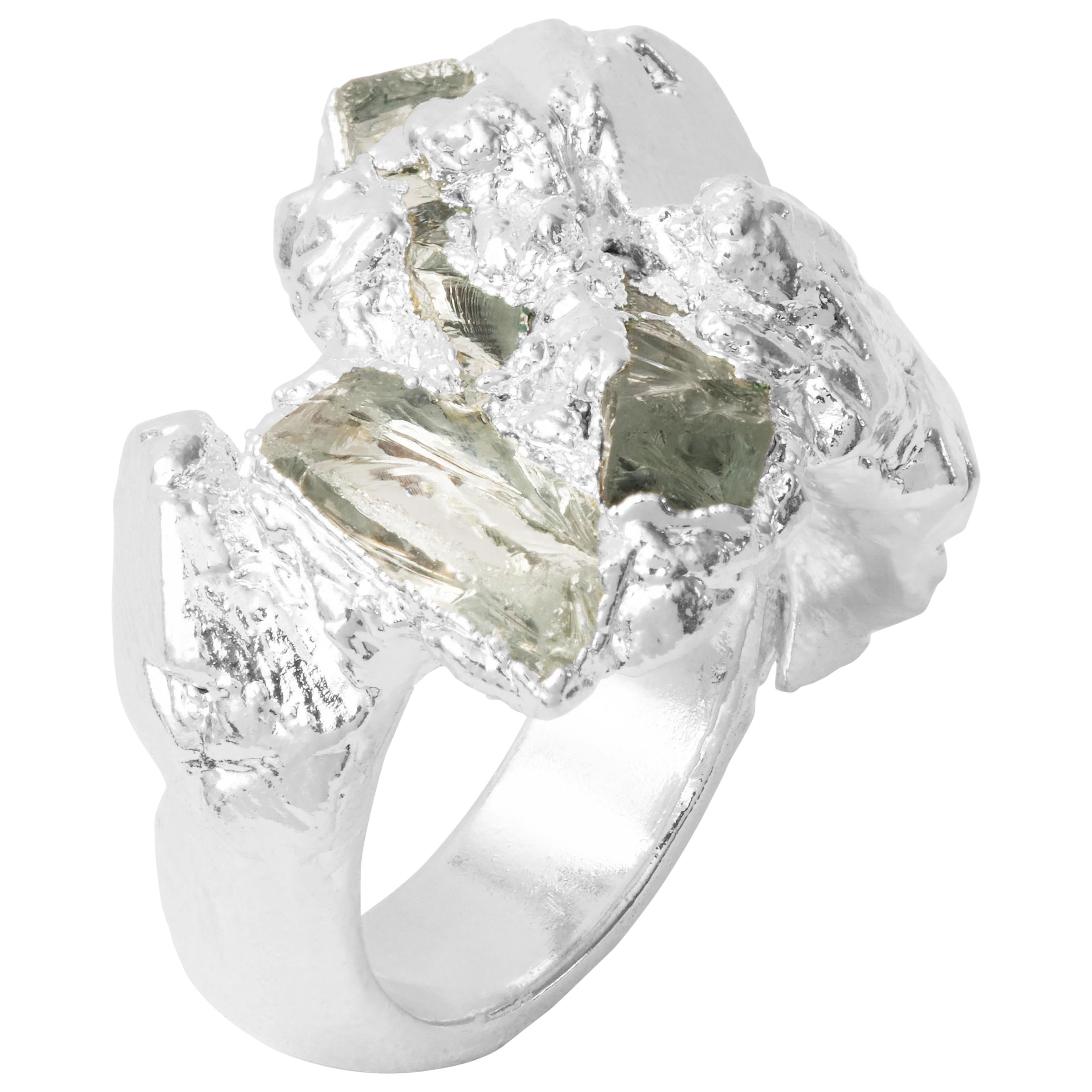 Anello Wonder Sapiens 14 scolpito a mano in bronzo placcato argento di Marion Fillancq in vendita