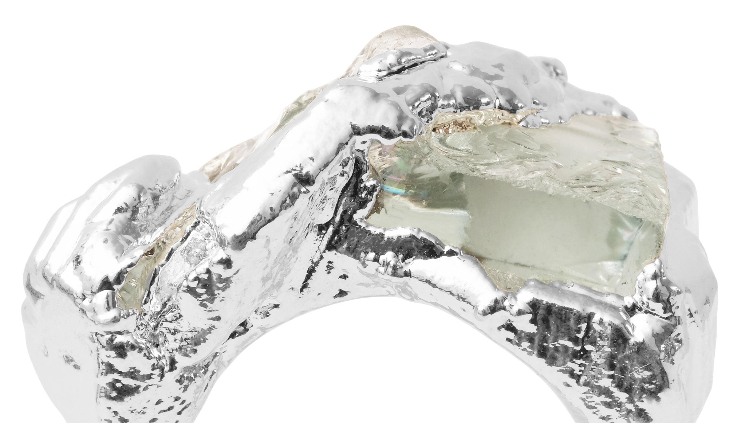 XXI secolo e contemporaneo Anello Wonder Sapiens 15 scolpito a mano in bronzo placcato argento da Marion Fillancq in vendita