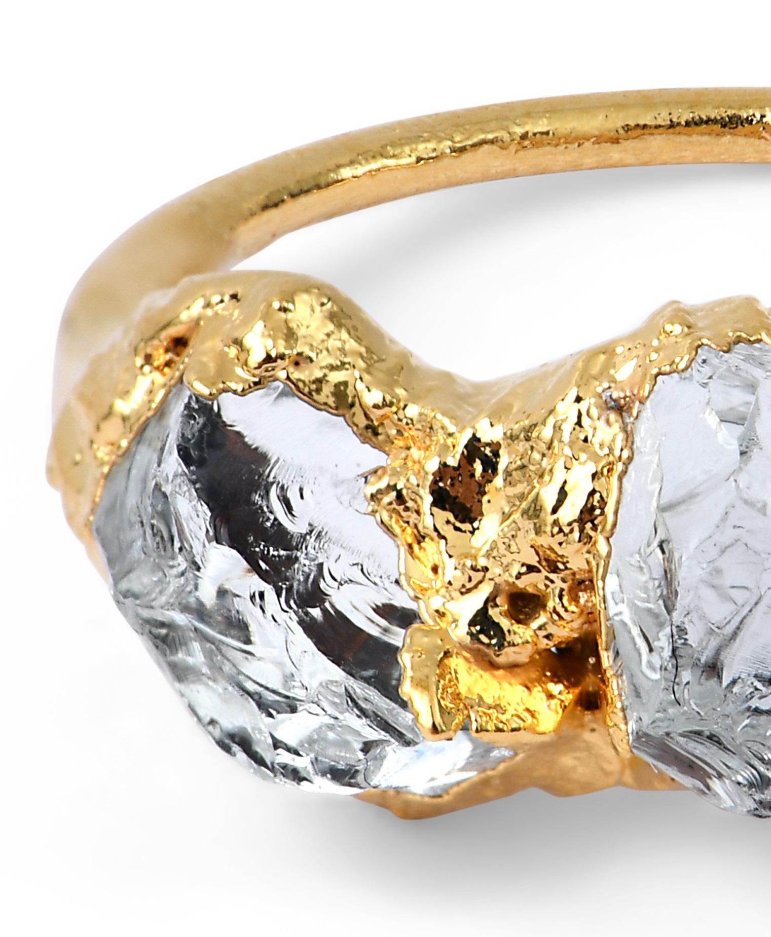 XXI secolo e contemporaneo Anello Wonder Sapiens 2 scolpito a mano in bronzo placcato oro 24k di Marion Fillancq in vendita