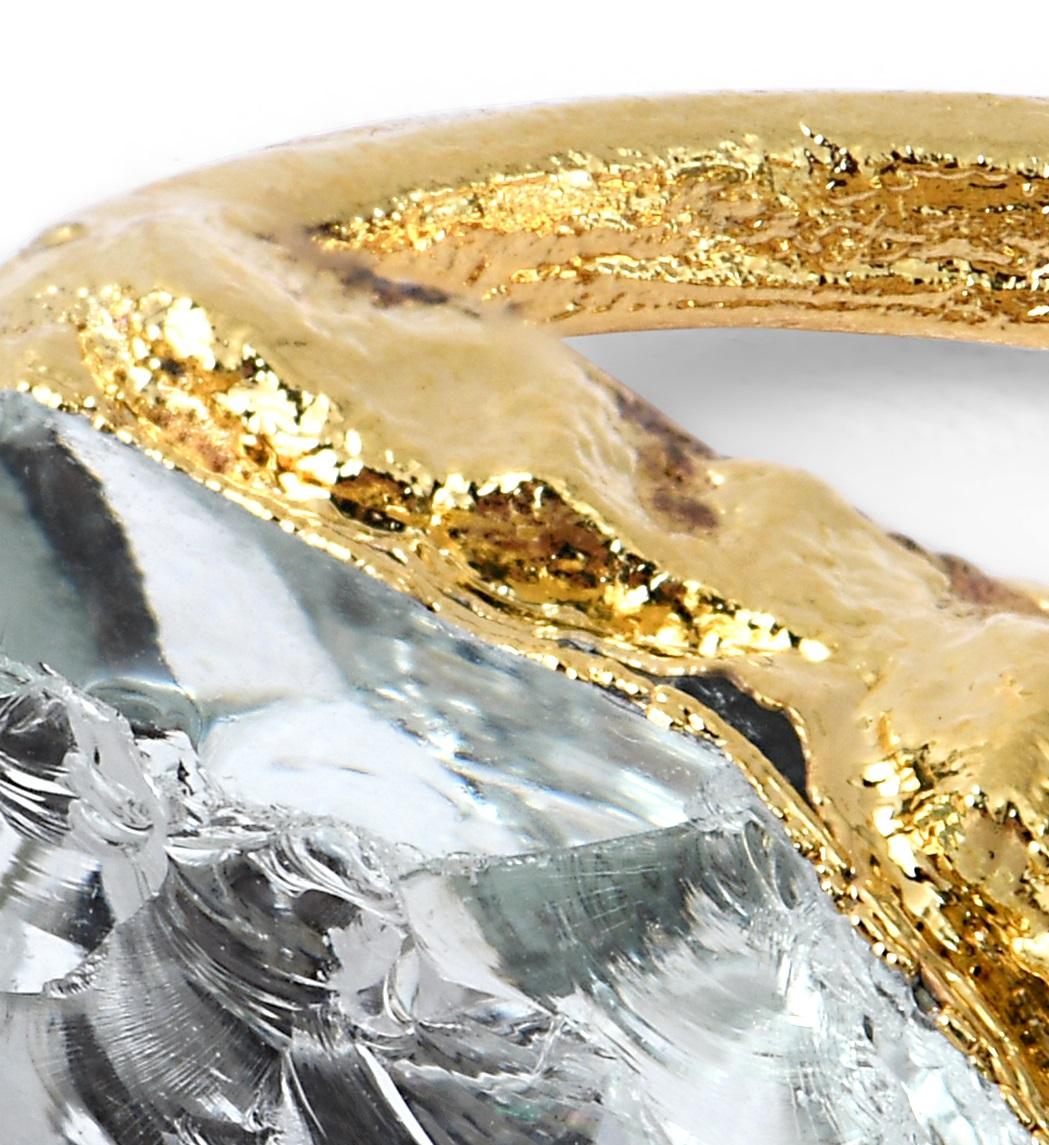 Moderne Wonder Sapiens 5 Bague sculptée à la main en bronze plaqué or 24k par Marion Fillancq en vente