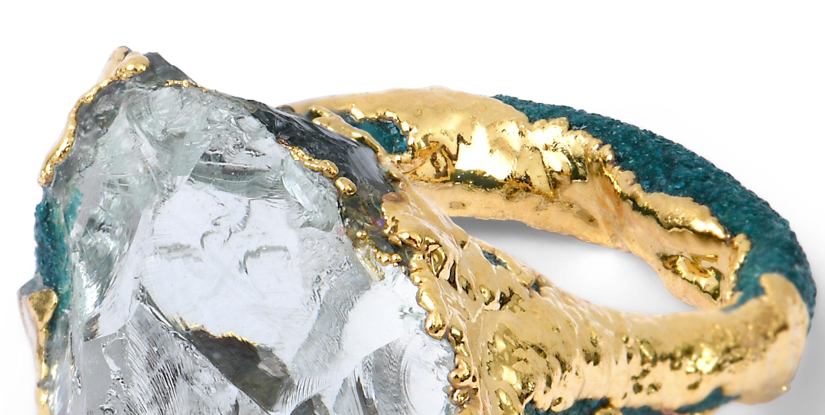 Autre Wonder Sapiens 6 Bague sculptée à la main en bronze plaqué or 24k par Marion Fillancq en vente