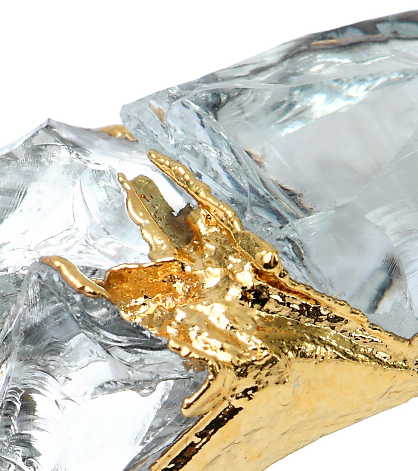 Moderne Wonder Sapiens 7 Bague sculptée à la main en bronze plaqué or 24k par Marion Fillancq en vente
