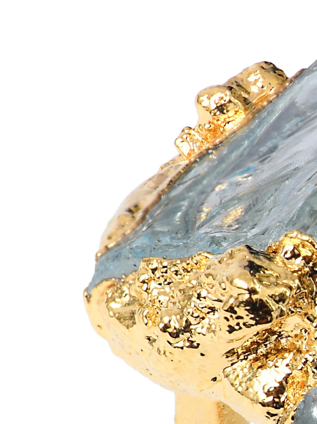Moderne Wonder Sapiens 9 Bague sculptée à la main en bronze plaqué or 24k par Marion Fillancq en vente