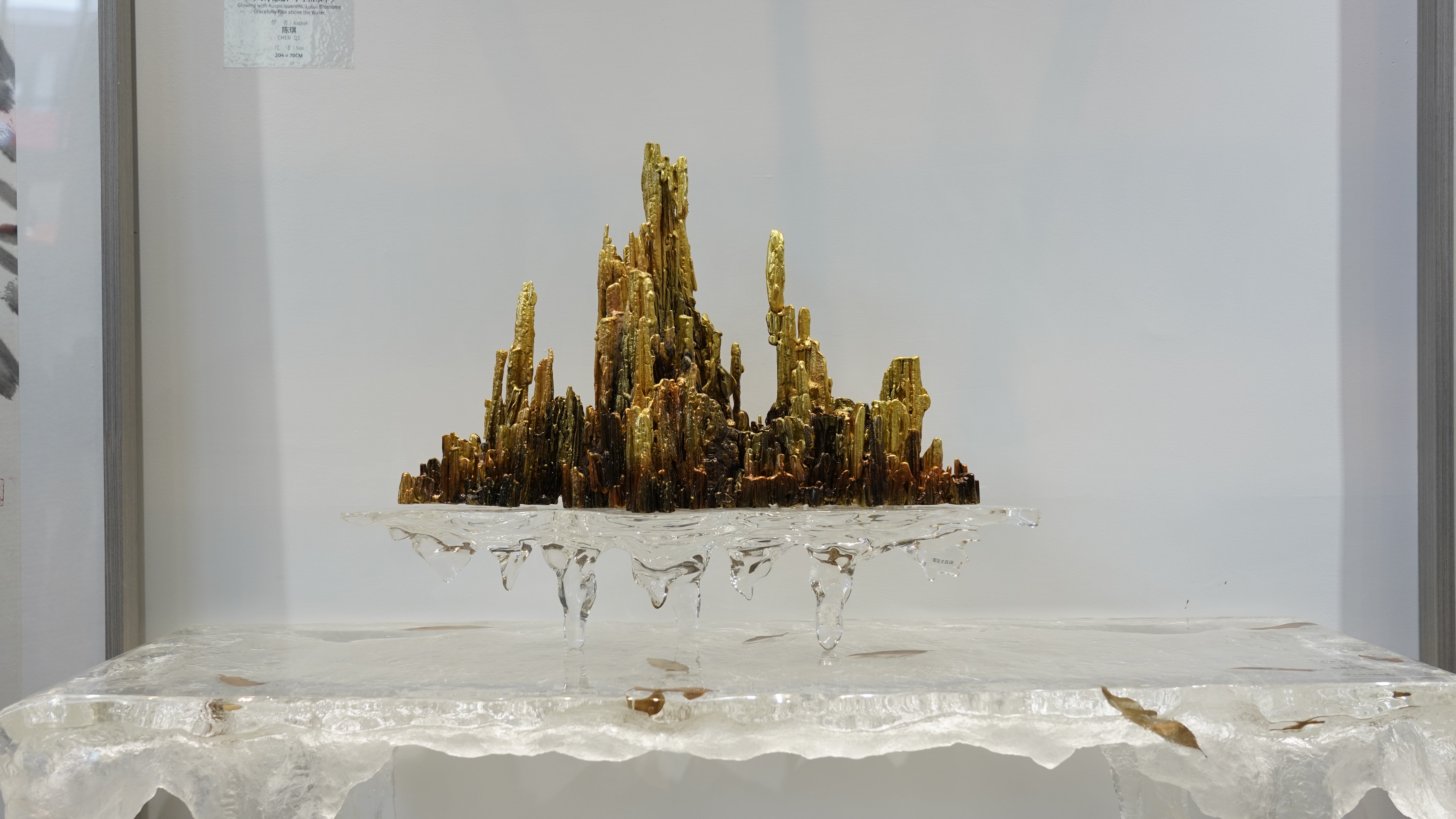Wonder Stone Sculpture Brass And Crystal by Gordon Gu In New Condition For Sale In hong kong, HK