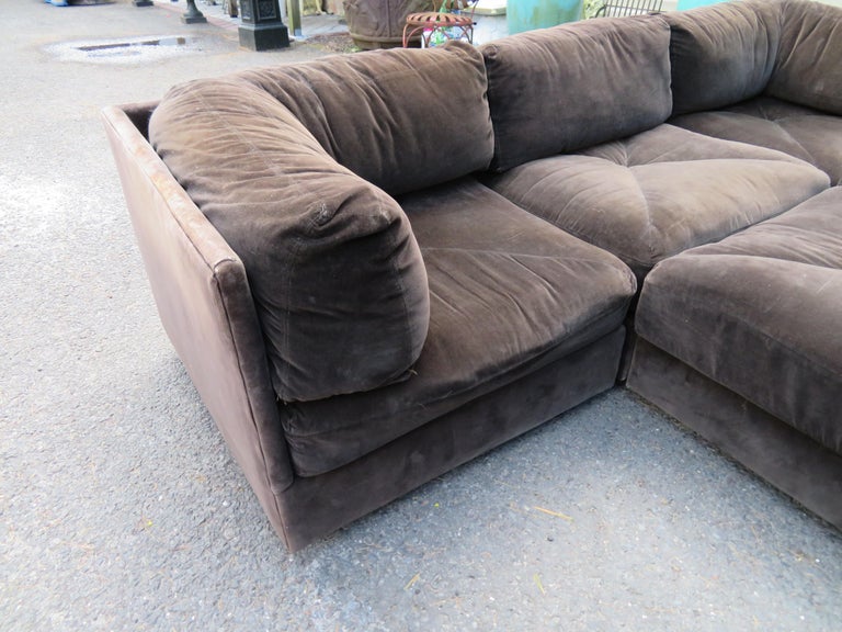 Wonderful 10 Piece Milo Baughman Style Cube Sectional Sofa Selig Mid-Century In Good Condition For Sale In Pemberton, NJ
