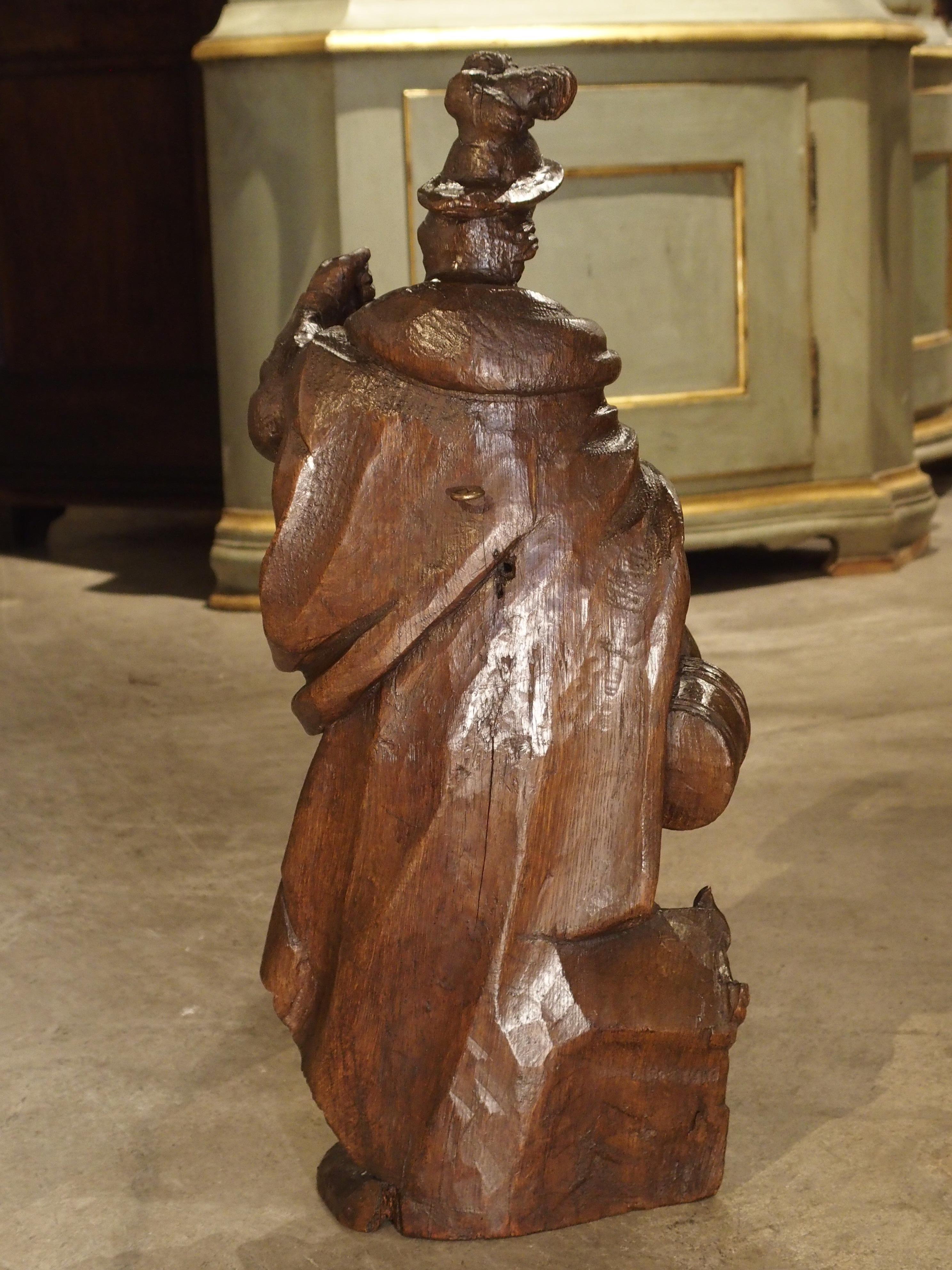 French Wonderful 17th Century Oak Statue of Saint Florian, Patron Saint of Firefighters For Sale