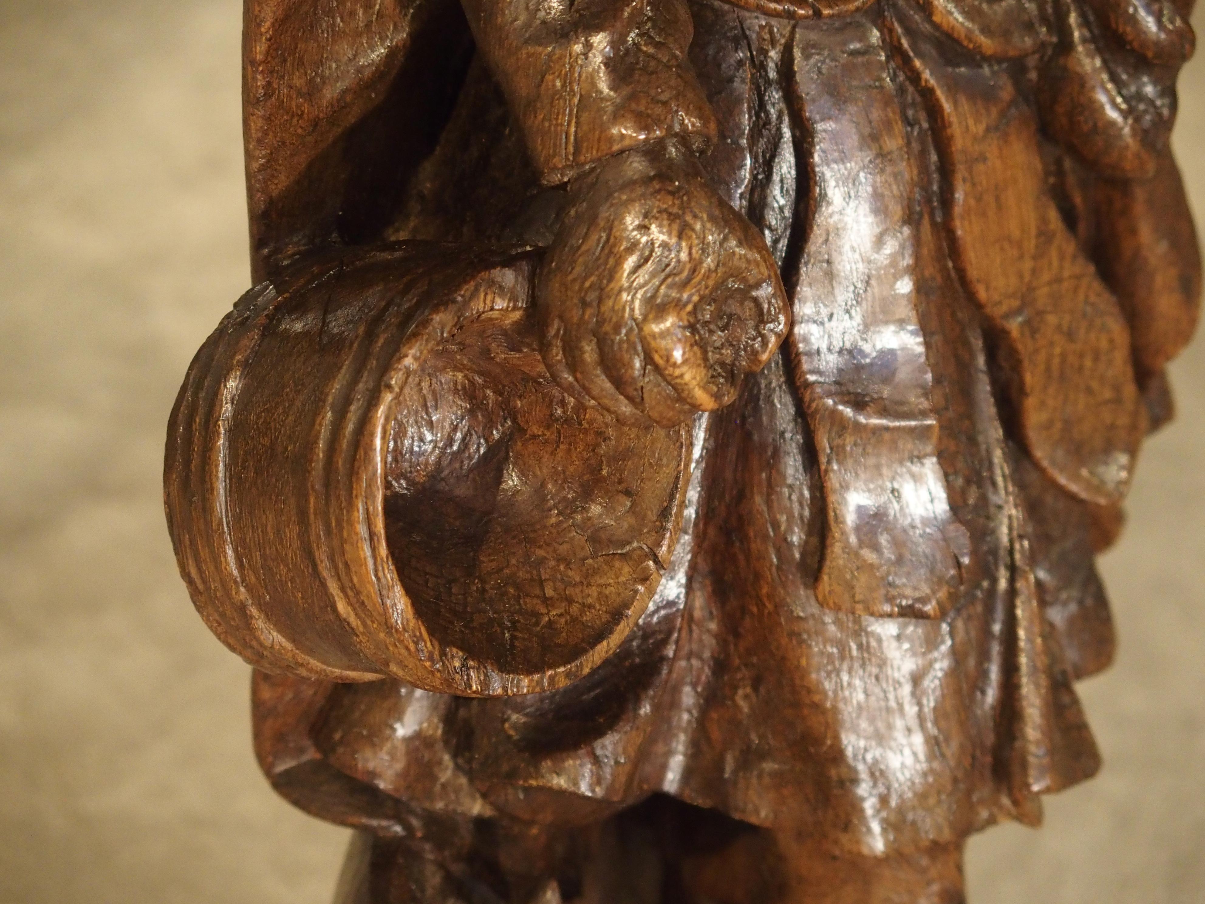 18th Century and Earlier Wonderful 17th Century Oak Statue of Saint Florian, Patron Saint of Firefighters For Sale