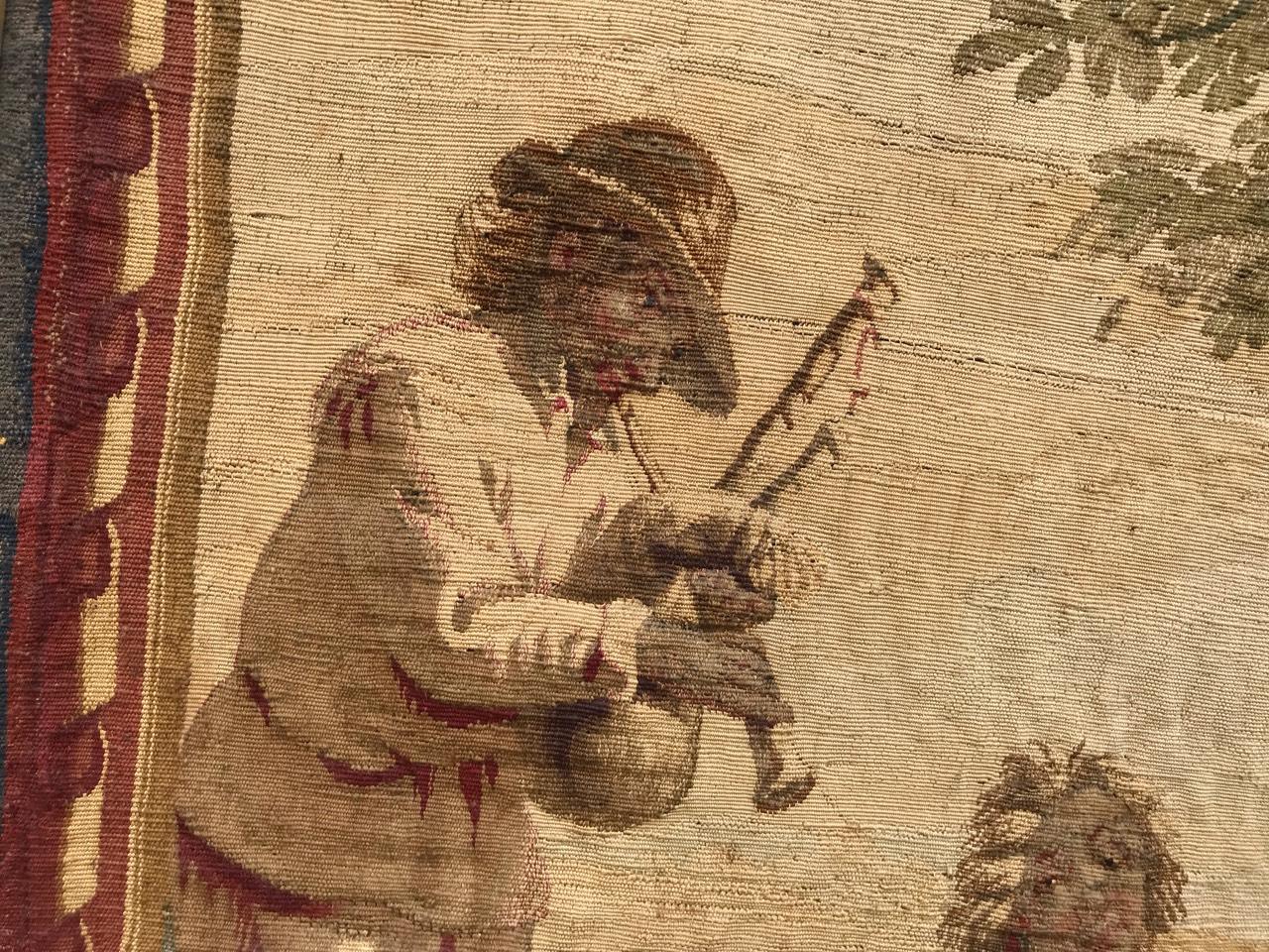 Hand-Woven Wonderful 18th Century Little Aubusson Tapestry For Sale
