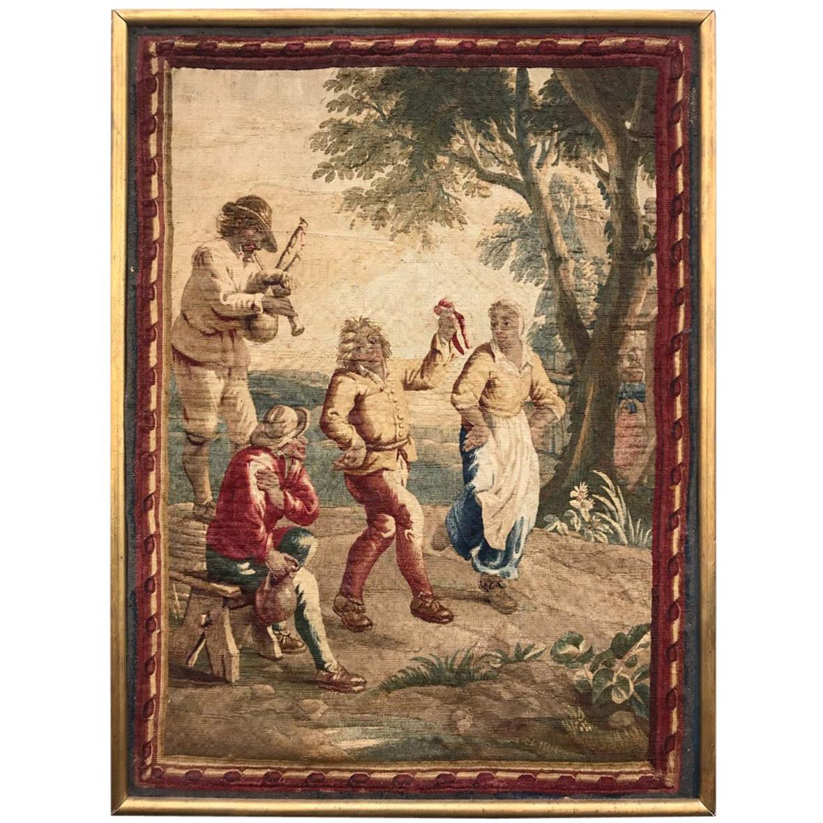 Wonderful 18th Century Little Aubusson Tapestry For Sale